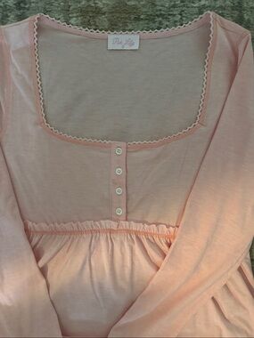 Pink Lily Blushing Pink Square Neck Henley Top